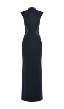 Slinky And Mesh Maxi Dress