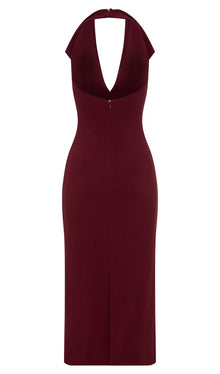 Crepe Halter Midi Dress