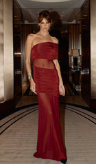 One Shoulder Mesh Maxi Dress