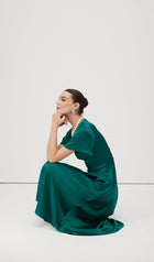 V Neck Evening Midi Dress