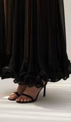 Ruffled Chiffon Maxi Skirt Black