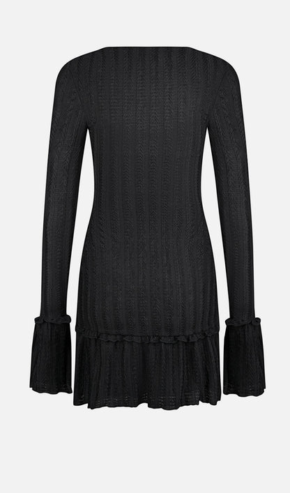 Pointelle Long Sleeve Mini Dress