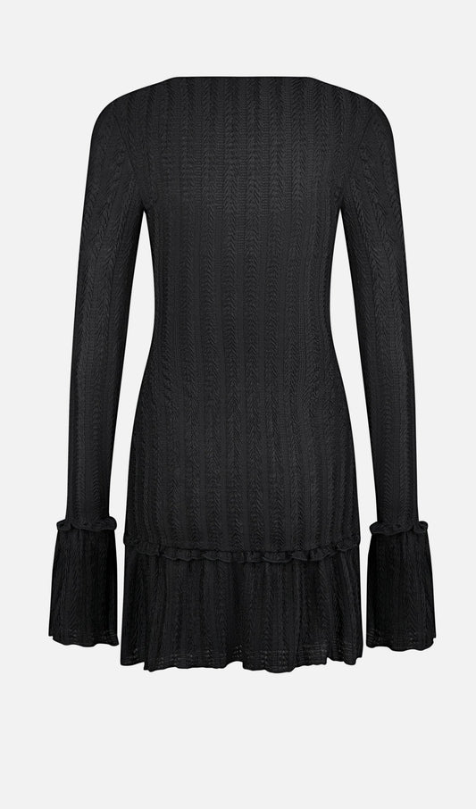 Pointelle Long Sleeve Mini Dress