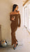 Maida Folded Neckline Maxi Dress Coffee