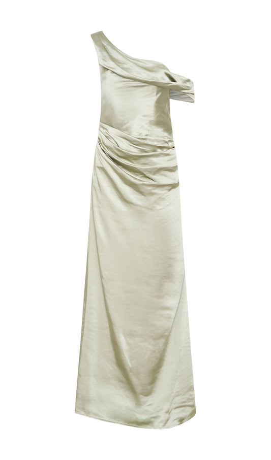 Off Shoulder Satin Maxi Dress