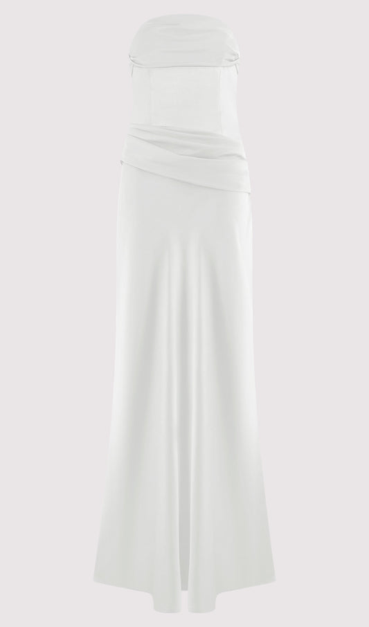 Strapless Satin Maxi Dress