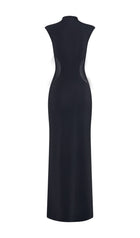 Slinky And Mesh Maxi Dress