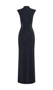 Slinky And Mesh Maxi Dress