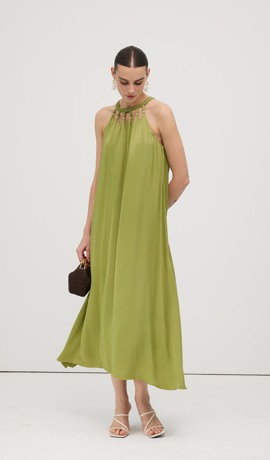 Round Neck Hollow Sleeveless Midi Dress