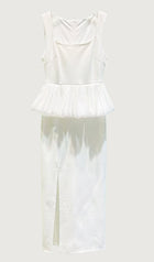 Ruffle Hem Slit Midi Dress
