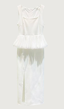 Ruffle Hem Slit Midi Dress