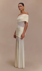 One Shoulder Mesh Maxi Dress