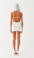 Backless Hooded Chiffon Mini Dress