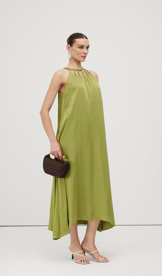 Round Neck Hollow Sleeveless Midi Dress