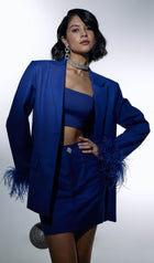 Single Breasted Buttons And Feathers Jacket