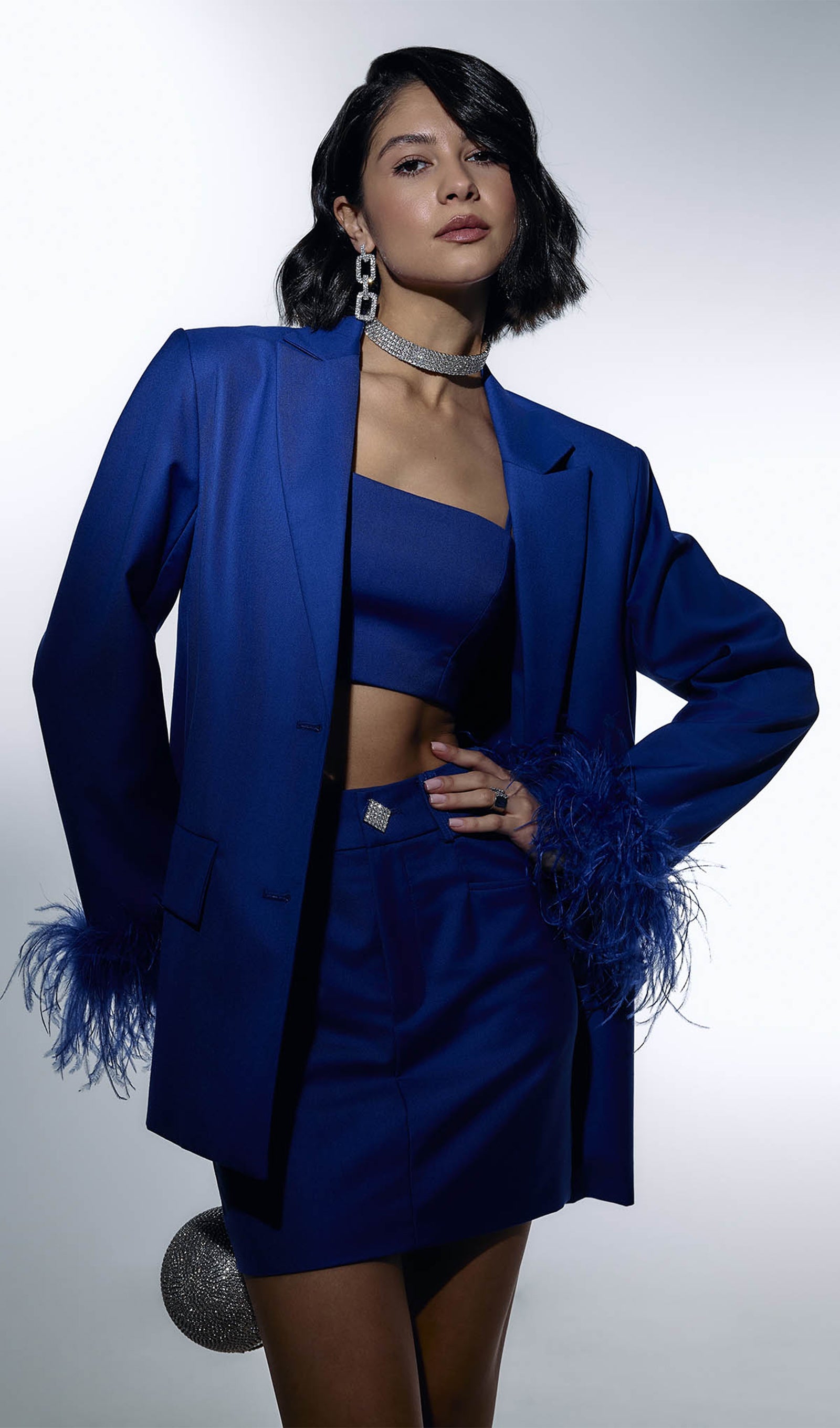 Single Breasted Buttons And Feathers Jacket