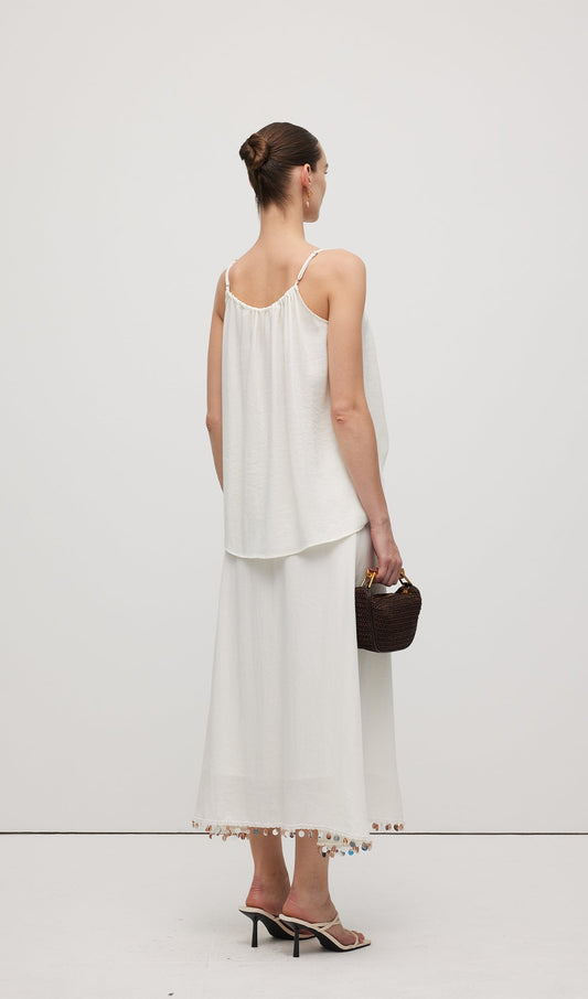 Cotton And Linen Lace Up Midi Skirt Sets