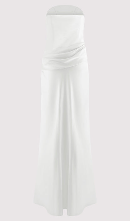 Strapless Satin Maxi Dress