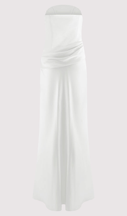 Strapless Satin Maxi Dress
