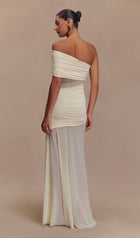 One Shoulder Mesh Maxi Dress