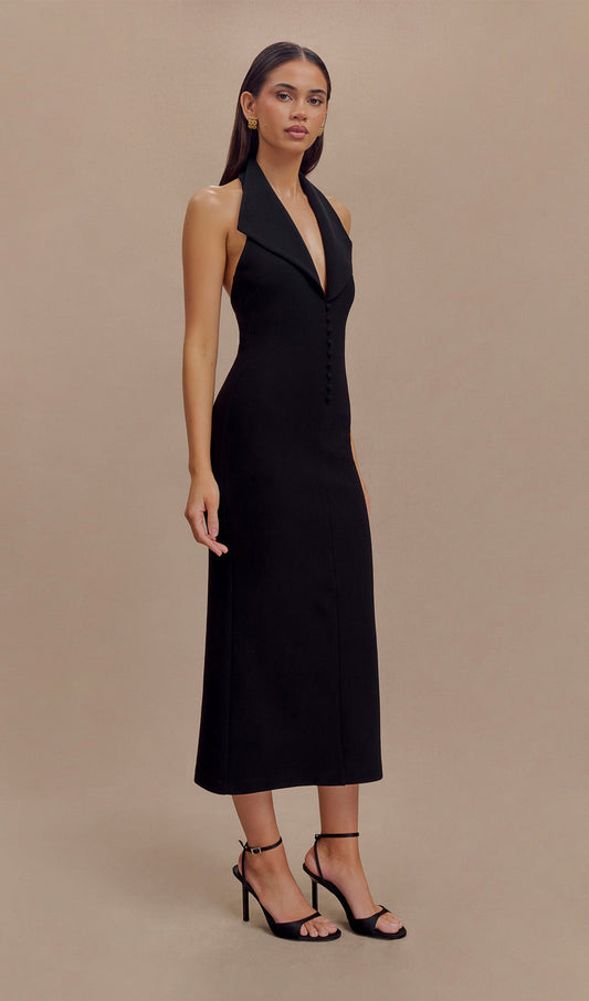 Crepe Halter Midi Dress