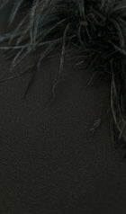 Lena Feather Trimmed Midi Dress Black