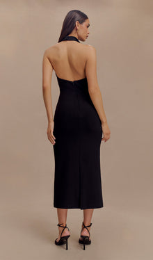Crepe Halter Midi Dress