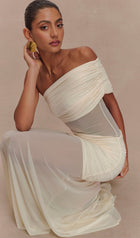 One Shoulder Mesh Maxi Dress