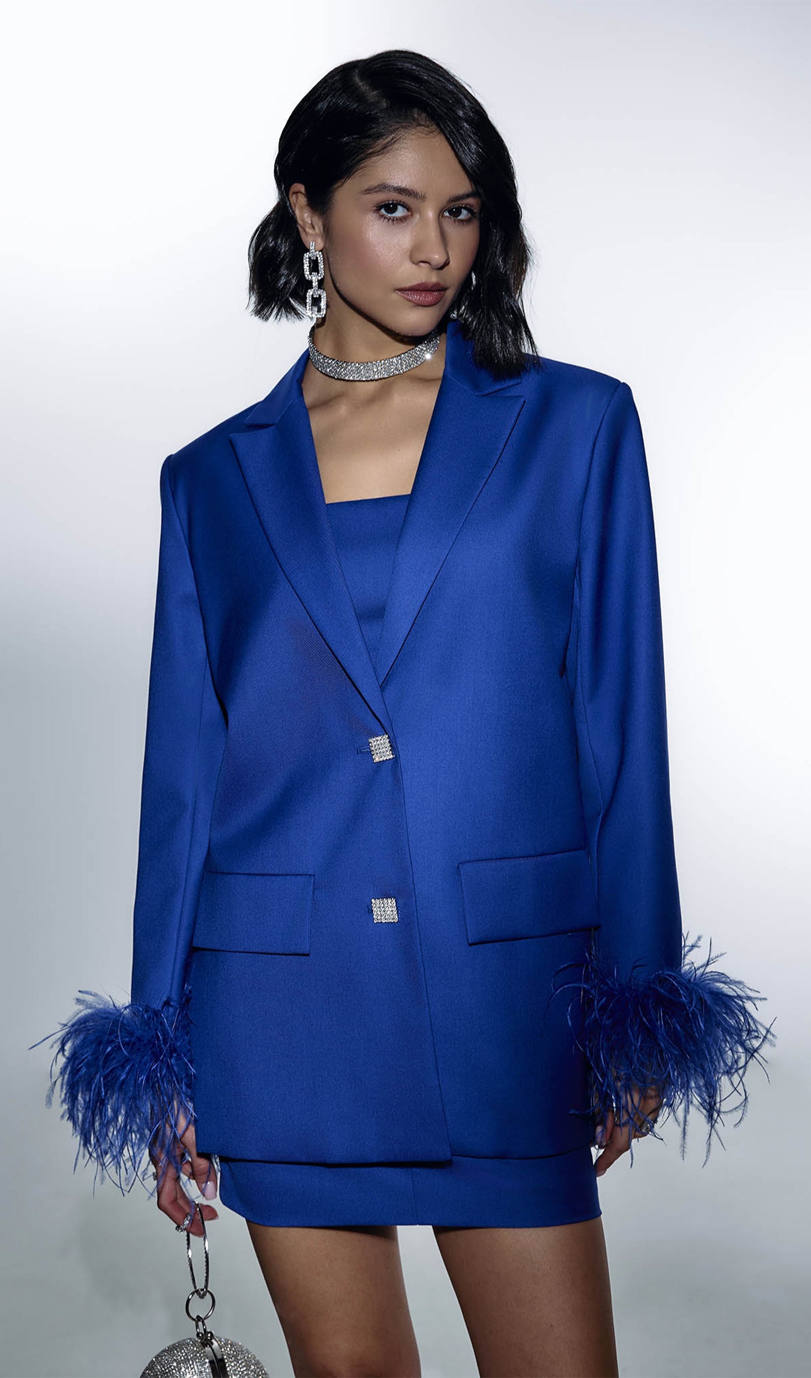 Single Breasted Buttons And Feathers Jacket