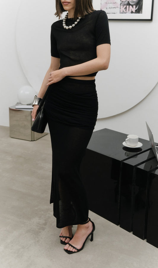 Short Sleeved Jersey Midi Skirt Sets