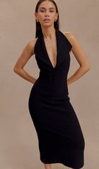 Crepe Halter Midi Dress