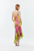 Hand-Beaded Ombre-Dyed Chiffon Spaghetti Strap Dress
