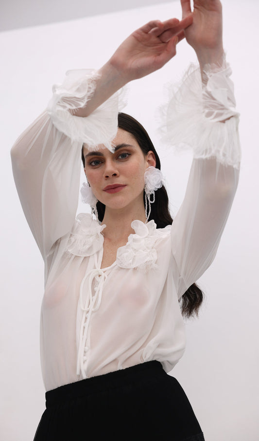 Frills Chiffon Ruffle Blouse Top
