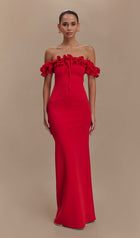 Ruffle Off Shoulder Maxi Dress