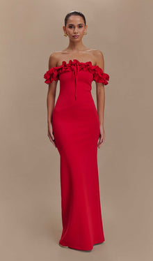 Ruffle Off Shoulder Maxi Dress
