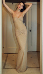 Strapless Twist Shimmery Knit Dress