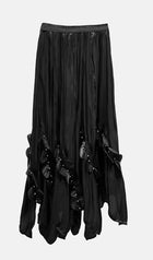 Solid Draped Midi Skirt