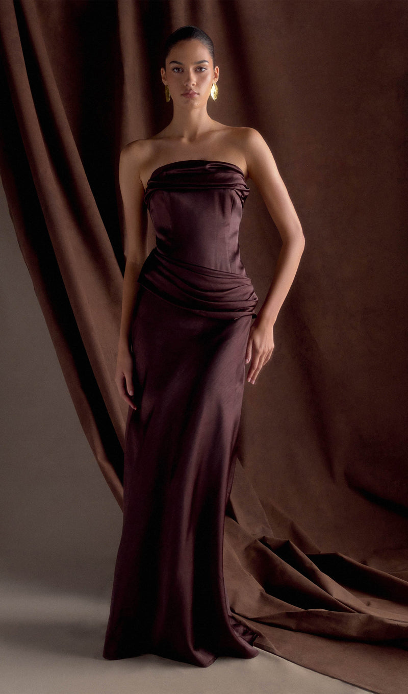 Strapless Satin Maxi Dress