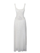 Ulissa Square Neck Jacquard Textured High Slit Maxi Dress