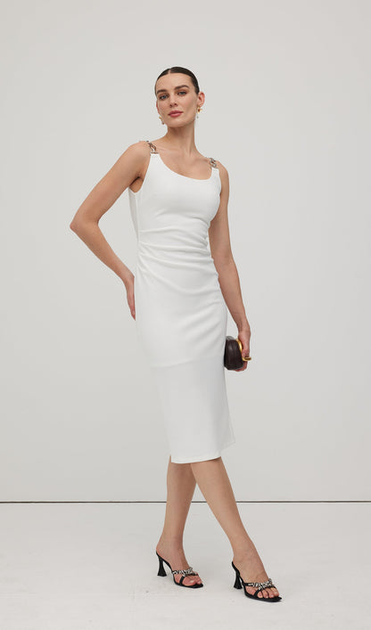 Solid Metallic Midi Dress