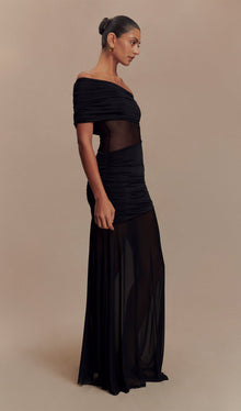 One Shoulder Mesh Maxi Dress
