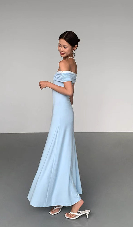 Solid Off Shoulder Midi Dress