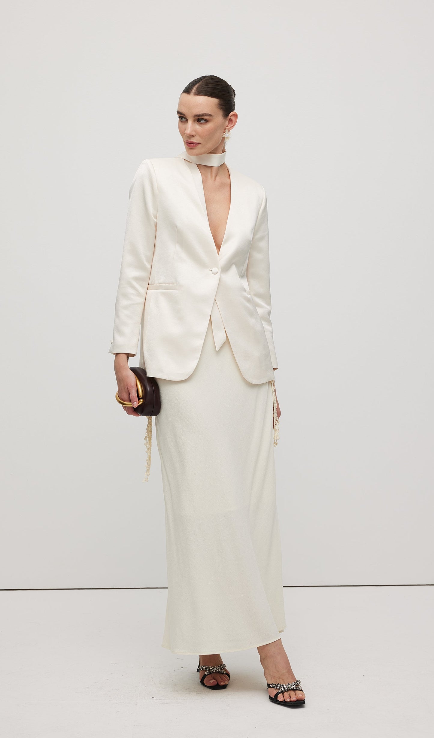 Satin V Neck Blazer