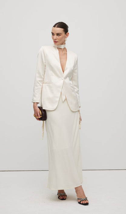 Satin V Neck Blazer