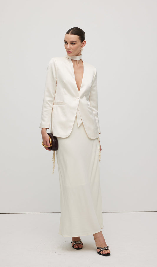 Satin V Neck Blazer