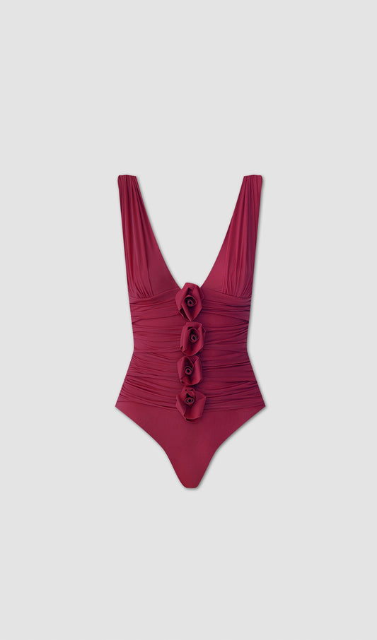 Pleated Bodysuit V Neck