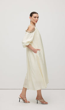 Embroidered Off Shoulder Midi Dress