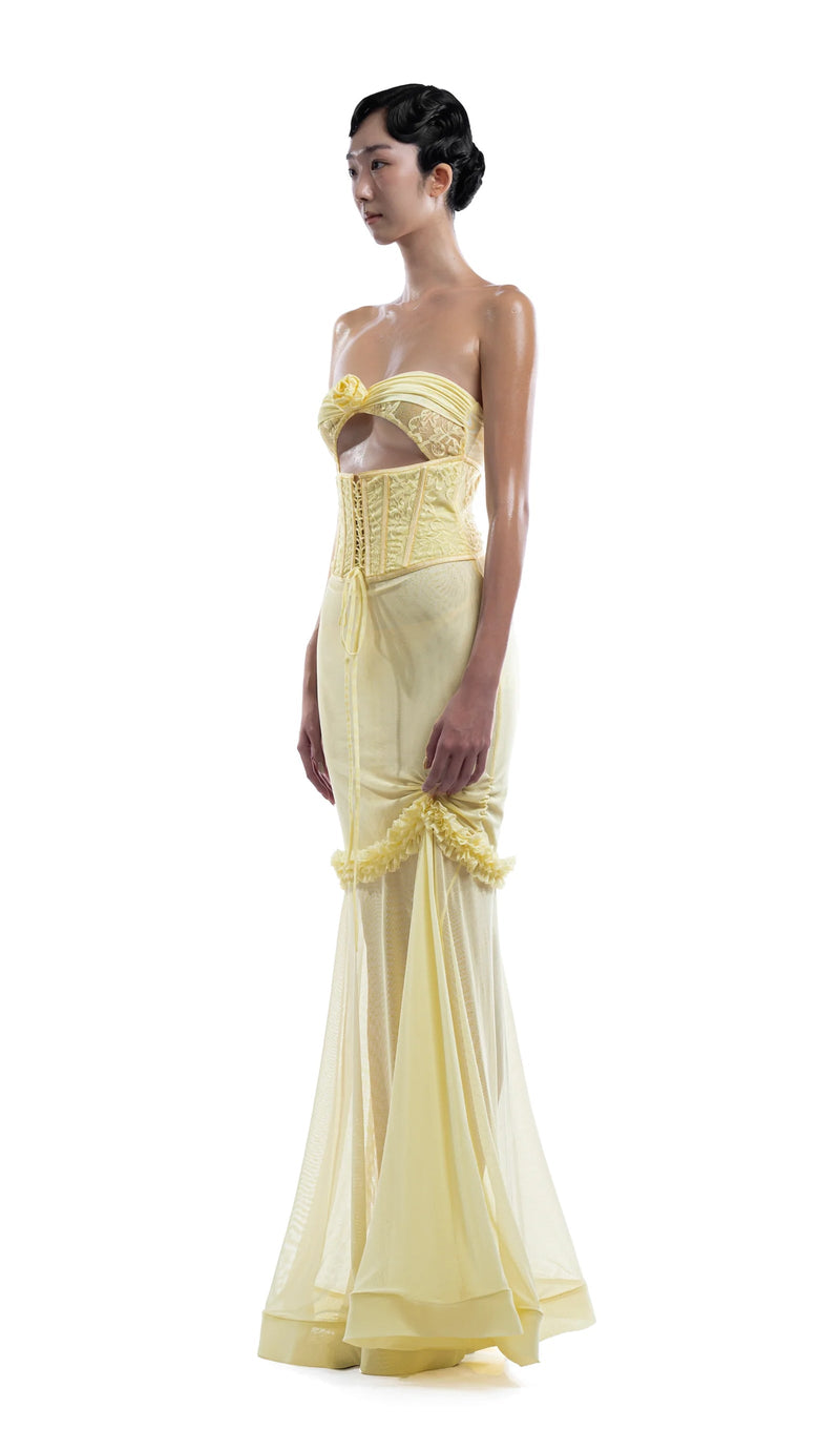 Bandeau Bra Hollow Out Maxi Dress