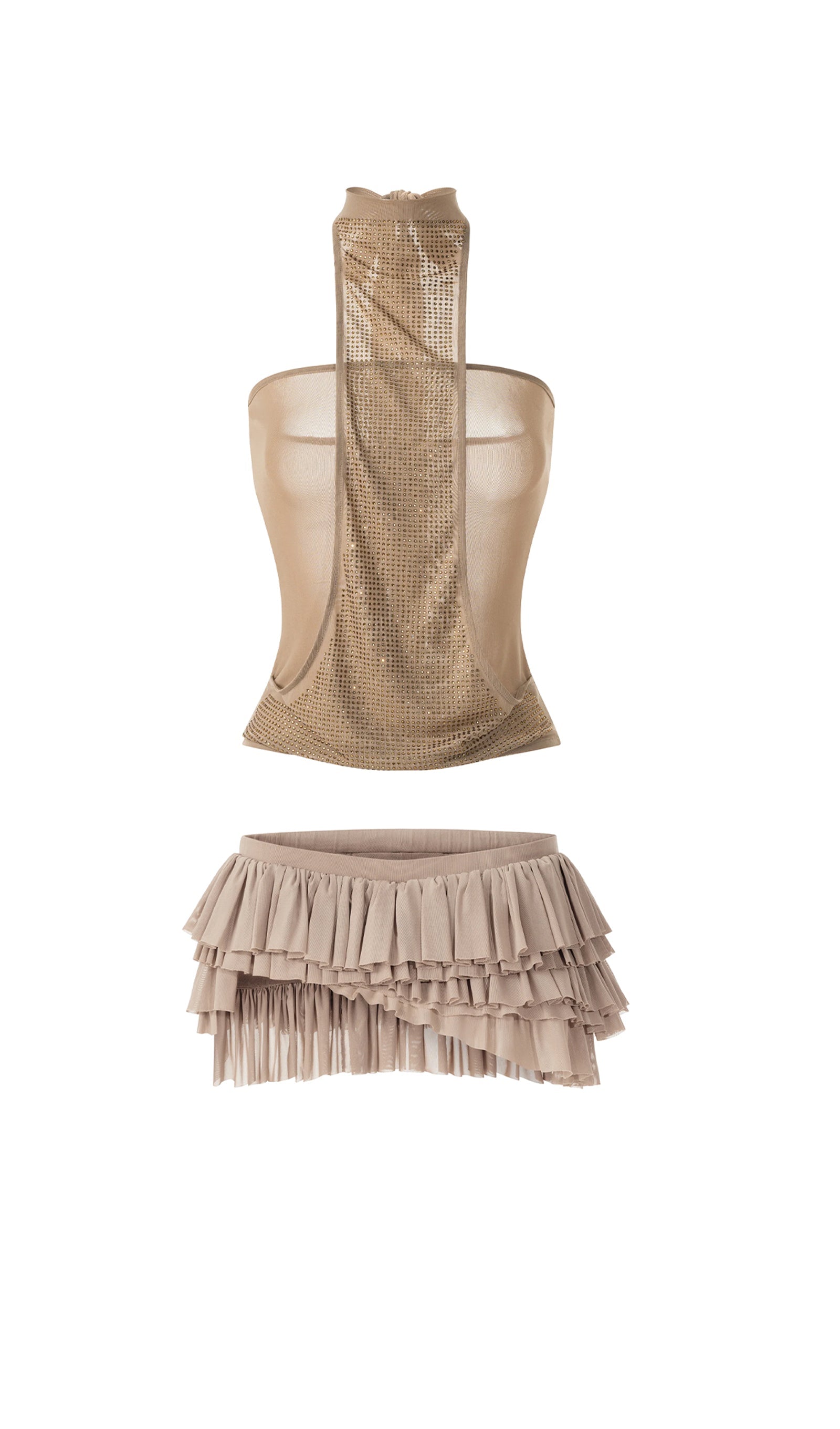 Halter Top &  Ruffle Mini Skirt Sets