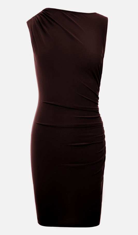 Asymmetric Shoulder Wide Band Mini Dress